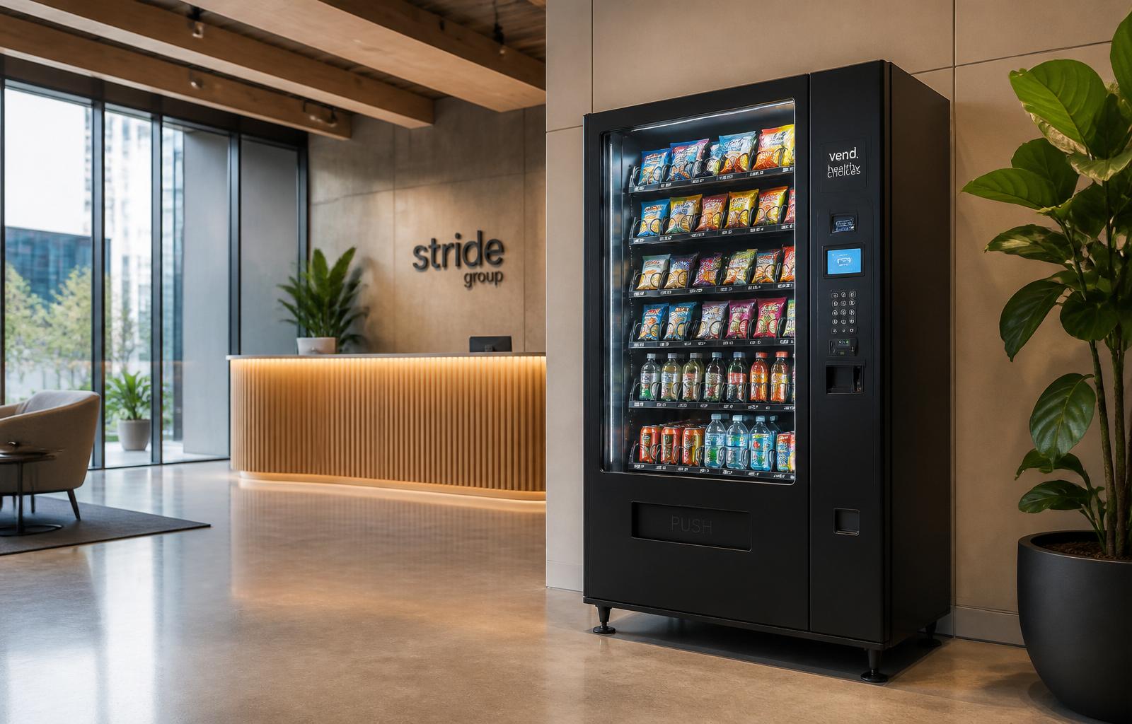 Free vending machine installed in a modern Australian workplace lobby